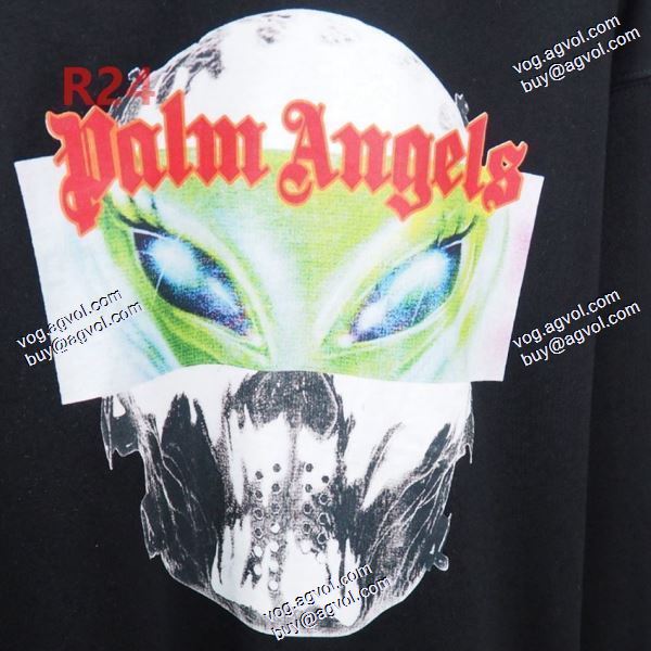 大人キレイに仕立てる パーム エンジェルス Palm Angels コピーブランド 2020秋冬 プルオーバーパーカー 2色可選 エイリアン柄丸首カジュアル男女長袖Tシャツカーディガン